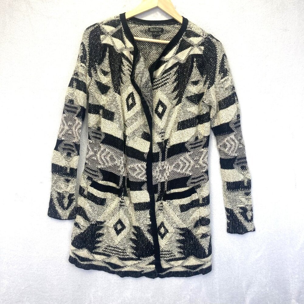 Lucky Brand Boho Open Front Wool Blend Sweater Womens Small Southwestern Bonfire